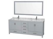 80 in. Double Bathroom Vanity with Mirror in Gray Finish