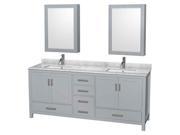 80 in. Double Bathroom Vanity with 2 Medicine Cabinets in Gray
