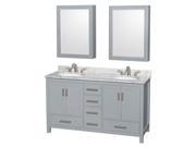 3 Pc Double Sink Bathroom Vanity Set in Gray