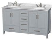 60 in. Double Bathroom Vanity in Gray with 2 Oval Sinks