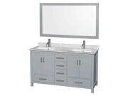 60 in. Double Bathroom Vanity with Mirror in Gray
