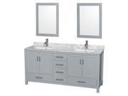 72 in. Double Bathroom Vanity with 2 Mirrors in Gray Finish