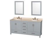 72 in. Double Bathroom Vanity in Gray with 2 Mirrors