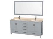 72 in. Double Bathroom Vanity in Gray with Mirror
