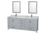 80 in. Double Bathroom Vanity with 2 Mirrors in Gray Finish