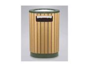 Regent 50 Ash Trash Receptacle Green Enamel Brown Cedar Plastic 12 gal