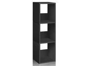 Eco friendly 3 Shelf Trio Narrow Bookcase in Black