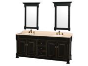 Bathroom Vanity Set in Black with Ivory Marble Top