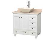 Eco Friendly Bathroom Vanity with Bone Porcelain Sink in White