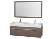 60 in. Bathroom Vanity Set in Gray Oak with Integrated Sinks