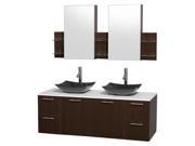 Double Bathroom Vanity Set with Arista Black Granite Sinks