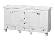 Wyndham Collection Acclaim 60 inch Double Bathroom Vanity in White No Countertop No Sinks and No Mirrors
