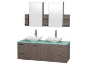 Double Bathroom Vanity in Gray Oak with Medicine Cabinets
