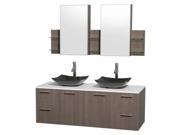 Double Bathroom Vanity Set with White Man Made Stone Countertop