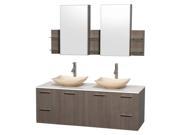 Contemporary Double Bathroom Vanity Set in Gray Oak