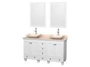 60 in. Double Bathroom Vanity Set in White