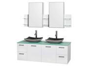 Double Bathroom Vanity in White with Medicine Cabinets