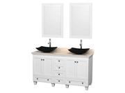 60 in. Bathroom Vanity Set in White with Countertop and Mirror