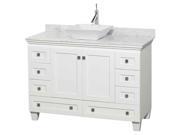 48 in. Bathroom Vanity with White Carrera Marble Countertop