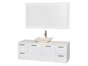 Single Bathroom Vanity with Mirror in Glossy White
