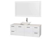 Modern Single Bathroom Vanity with Mirror in Glossy White