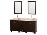 72 in. Bathroom Vanity Set in Espresso with Sinks and Mirror