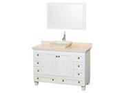 Single Bathroom Vanity Set in White with Ivory Marble Countertop