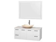 Single Bathroom Vanity in White with Mirror