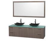 72 in. Double Bathroom Vanity with Mirror in Gray Oak