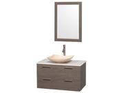 36 in. Modern Single Bathroom Vanity Set with Ivory Marble Sink