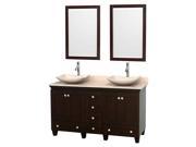 Bathroom Vanity Set in Espresso with Marble Sinks and Mirror