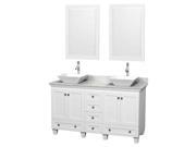 60 in. Double Bathroom Vanity Set in White with Mirror