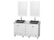 60 in. Double Bathroom Vanity Set in White with Granite Sinks