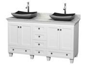 Bathroom Vanity in White with White Carrera Marble Countertop