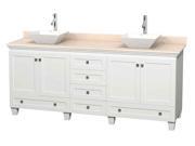 80 in. Double Bathroom Vanity with Pyra White Porcelain Sinks