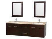 72 in. Double Bathroom Vanity with Mirror in Espresso