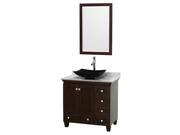 36 in. Single Bathroom Vanity Set with Arista Black Granite Sink