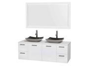 Double Bathroom Vanity with Mirror in White