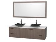 Modern Bathroom Vanity with Mirror in Gray Oak