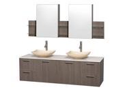 72 in. Double Bathroom Vanity and Medicine Cabinet in Gray Oak