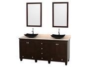 Bathroom Vanity Set in Espresso with Black Sinks and Mirror