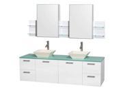 Double Vanity with Medicine Cabinet in Glossy White