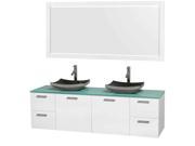Modern Double Sink Vanity with Mirror in Glossy White