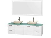 Double Bathroom Vanity and Mirror in Glossy White