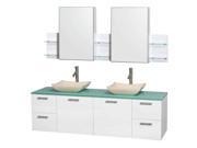 Double Bathroom Vanity and Medicine Cabinet in Glossy White