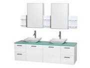 Double sink Vanity and Medicine Cabinet in Glossy White