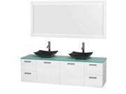 Modern Double sink Vanity and Mirror in Glossy White
