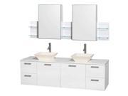 Double Vanity and Medicine Cabinet Set in Glossy White