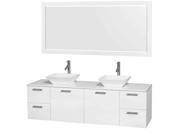 Double Vanity with Mirror in Glossy White