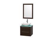 24 in. Single Bathroom Vanity Set with Green Glass Countertop